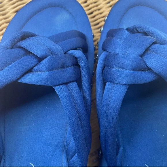 Isa Tapia blue satin sandal braided slides with silver studded soles 39 - Picture 3 of 9